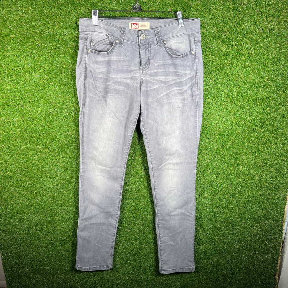 LEI Ashley Lowrise Skinny Jeans Gray Faded Denim Size 11 Regular